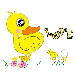 印花矢量图 鸭子 色彩 黄色 橙色 免费素材