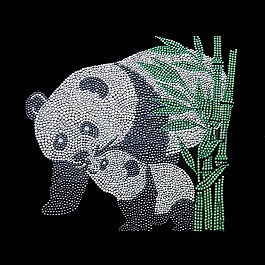 烫钻 动物 熊猫 竹子 卡通 免费素材