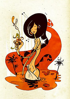 位图 人物 女人 色彩 橙色 免费素材