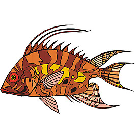 印花矢量图 鱼类 海洋生物 免费素材