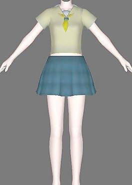学生裙装13，3D箱娘服装