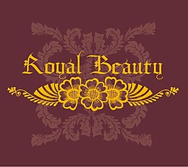 印花矢量图 英文 花 紫檀色 黄色 免费素材