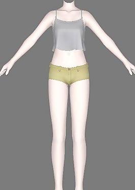 吊带衫03 超短裤 3D箱娘服装
