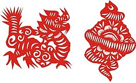 印花矢量图 动物 蛇 龙 红色 免费素材