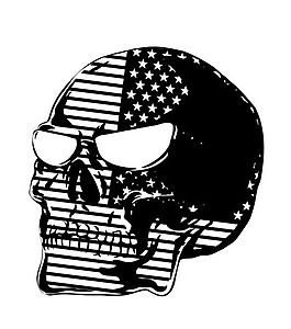 印花矢量图 黑白色 骷髅头 朋克风格 免费素材