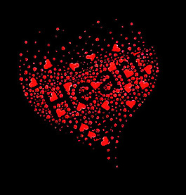 烫钻 桃心 破碎 英文 红色 免费素材