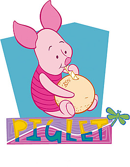 印花矢量图 动物 小猪 Piglet 蜻蜓 免费素材