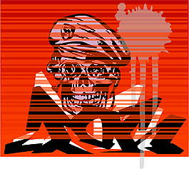 印花矢量图 人物 士兵 骷髅 文字 免费素材