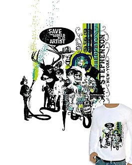 位图 插画 抽象人物 抽象动物 文字 免费素材