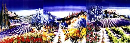 无框画 三联抽象雪山画
