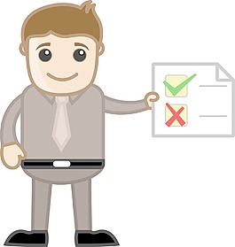男人抱着achecklist商务卡通