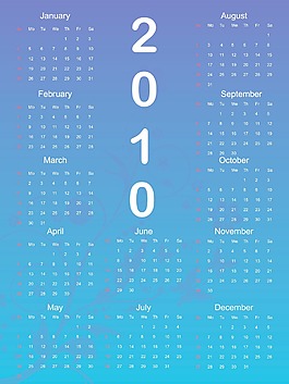 蓝色花卉图案的日历例子