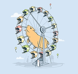 位图 插画 摩天轮 抽象动物 色彩 免费素材