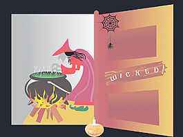 万圣节的背景和女巫制造食物