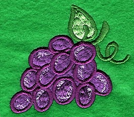 绣花 葡萄 水果 紫色 绿色 免费素材