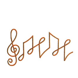 绣花 色彩 橙色 音谱 家纺 免费素材