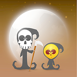 横幅或背景的万圣节晚会上闪亮的夜间背景的头骨