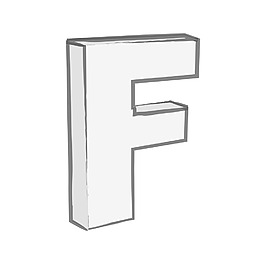 复古的3D字母F文本向量