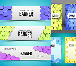 立体蜂窝装饰banner矢量素材