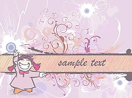 矢量背景与可爱的女孩