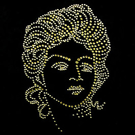 烫钻 美女 头像 金色 黑色 免费素材