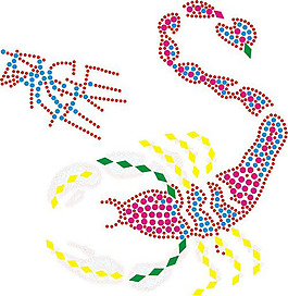 烫钻 蝎子 红色 黄色 蓝色 免费素材