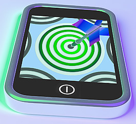 智能手机上显示在线射箭游戏飞镖