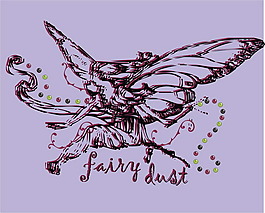 印花矢量图 动物 蝴蝶 天使 文字 免费素材