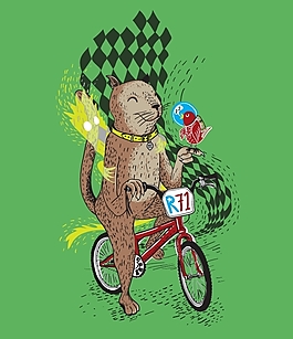 位图 插画 动物 松鼠 交通 免费素材