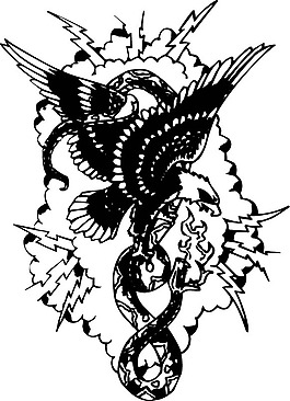 印花矢量图 动物 老鹰 秃鹫 色彩 免费素材