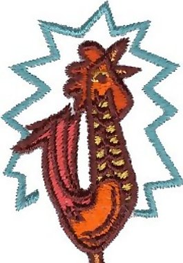 绣花 公鸡绿色 橘黄色 棕色 免费素材