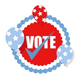 投票选举日的矢量插画的徽章