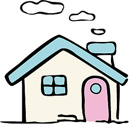 印花矢量图 建筑 房子 烟囱 白云 免费素材