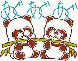 位图 卡通动物 熊猫 竹子 可爱卡通 免费素材