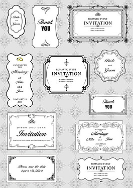 邀请函古典花纹矢量素材