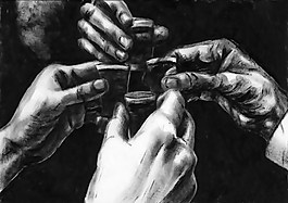 位图 手 色彩 黑色 杯子 免费素材