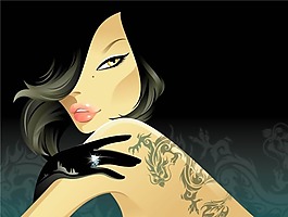 印花矢量图 人物 女人 纹身 免费素材