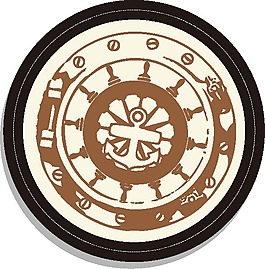 印花矢量图 徽章标记 船舵 螺帽 棕色 免费素材