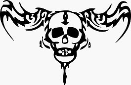 印花矢量图 色彩 黑白色 骷髅头 邪恶 免费素材