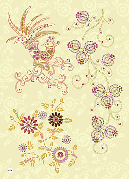 绣花 钉珠 优雅植物 花卉 动物 免费素材