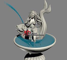 女人体和鱼喷水池 喷泉 Fountain 03