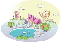 手绘游泳池