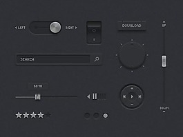 黑色酷炫的多媒体按钮