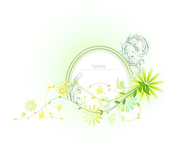 矢量春天花框