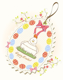 复活节的背景与鸟类矢量插画