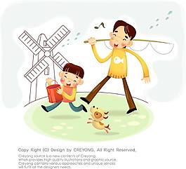 开心的父子俩
