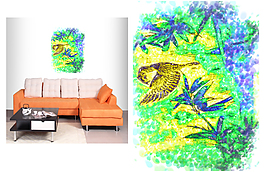 装饰艺术画飞鸟竹子图