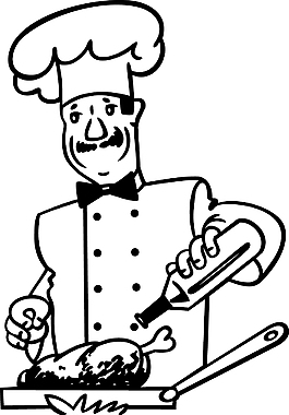 烹饪鸡腿的厨师