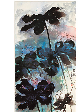 荷花 国画 大写意