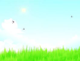 草长莺飞夏季郊外风景矢量素材